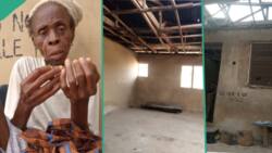 "She needs help": Old woman calls on Nigerians to help her as wind blows off her roof