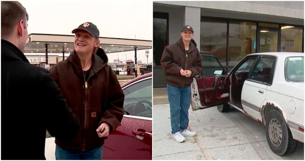 Joy as community gift hardworking man a new car after 31 years of working as a pizza deliveryman