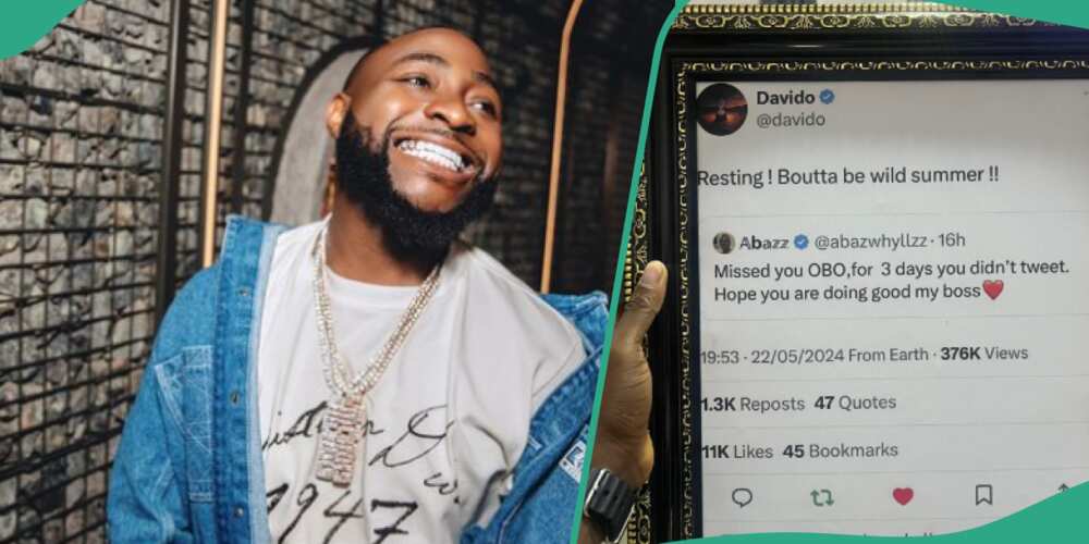 Davido's fan makes picture frame of singer's reply to his post.