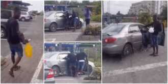 Drama at mall as Nigerian man collects foods he got for ladies after they refused to follow him home, video goes viral