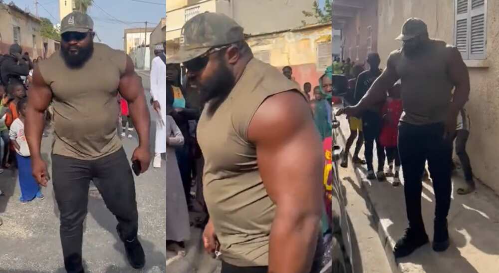 Photos of a physically fit man seen in the streets.