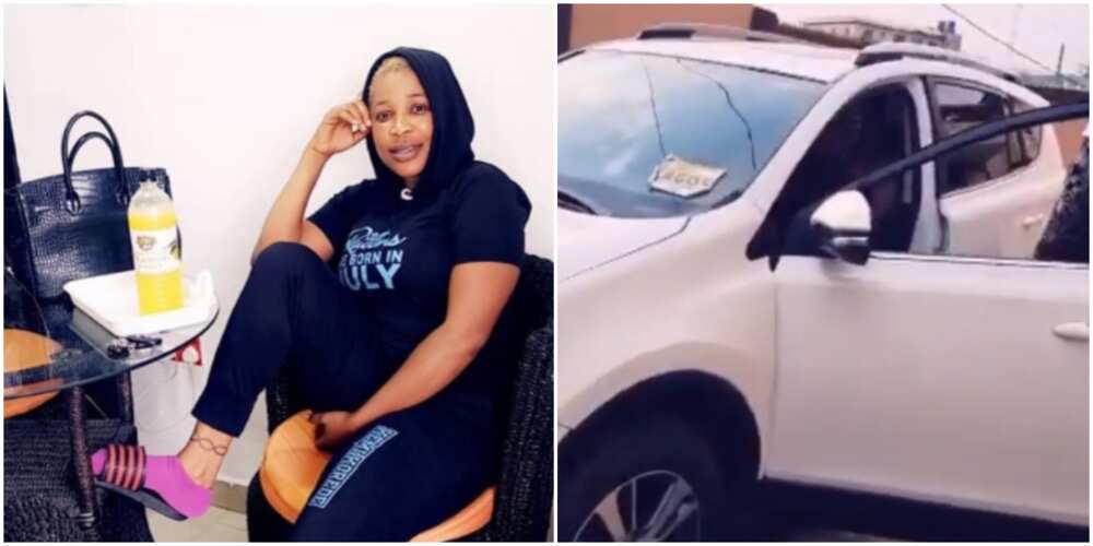 Nollywood actress Kemi Korede celebrates as he buys a new car