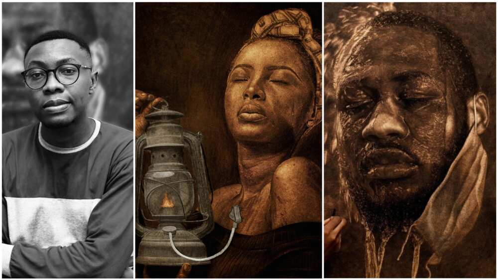 A collage showing the artist and some of his works. Photo source: Instagram/Alex Peter Idoko A collage showing the artist and some of his works. Photo source: Instagram/Alex Peter Idoko