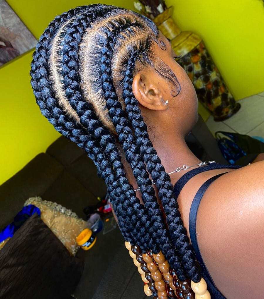 6 feed in braids to the back