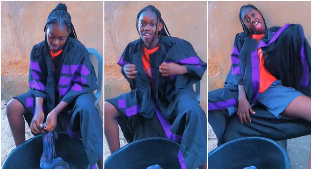 Photos of a student in her matriculation gown. Photos of a student in her matriculation gown.