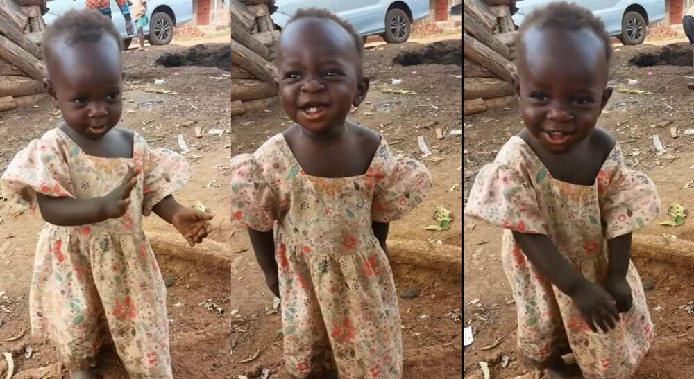 Photos of a little girl posing for a dance in public. Photos of a little girl posing for a dance in public.