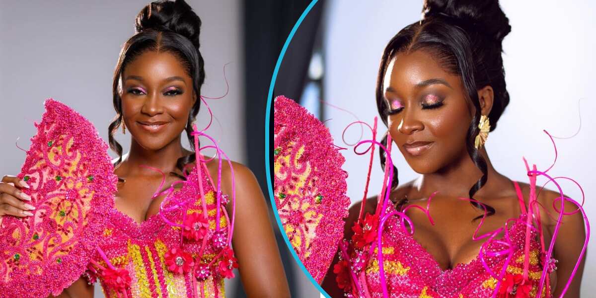 See the lovely kente gown styled with beads a model wore that had netizens stunned