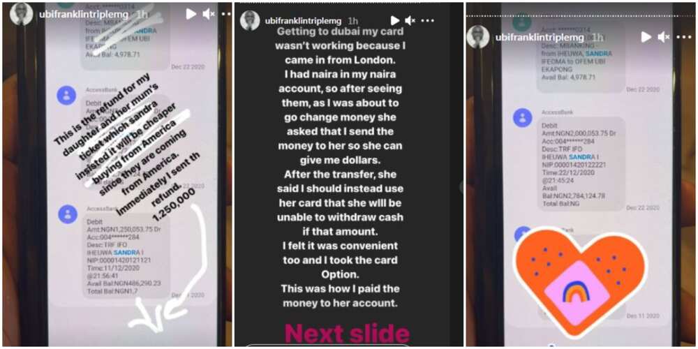 Ubi Franklin Opens Can of Words, Says Sandra Iheuwa’s Claims of Sponsoring Dubai Trip is a Lie, Shares Proof