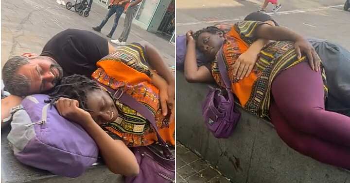 Oyinbo man and lover, take a nap, road