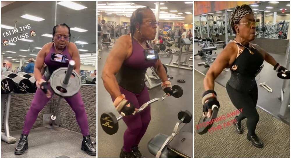 Photos of a 71-year-old woman at the gym.