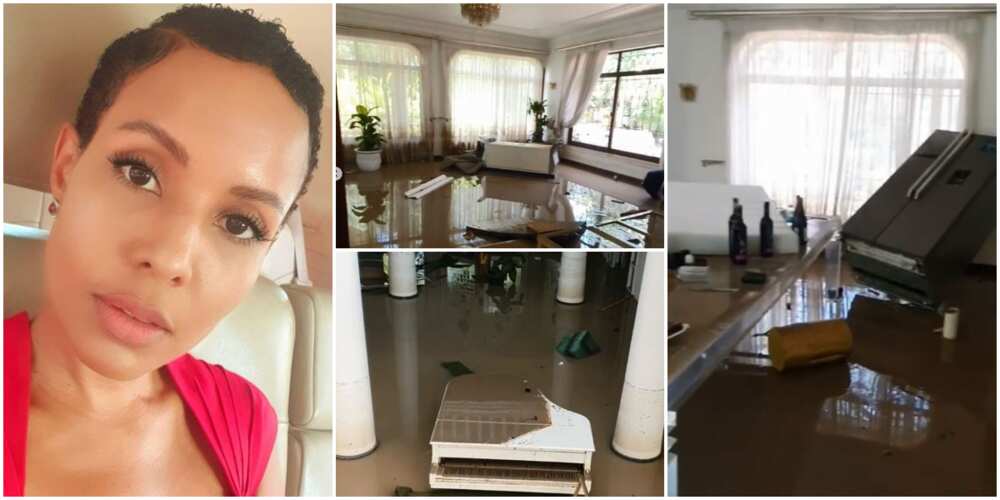 Billionaire wife Jacqueline Mengi left distraught after flood took over her beautiful home (videos)