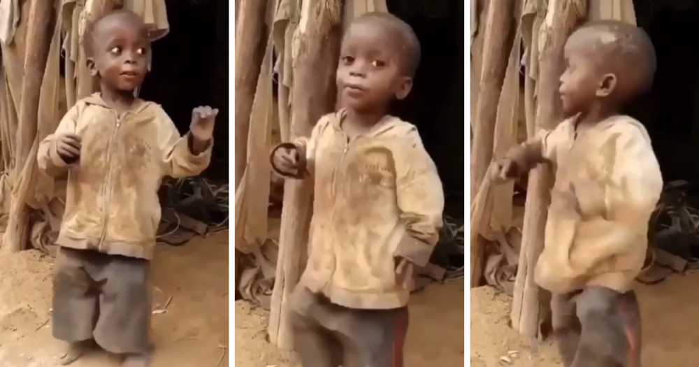 Video of little boy in big dirty shorts dancing hard melts hearts