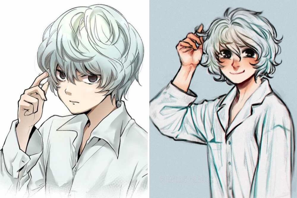 Aesthetic white haired anime boy