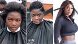 "She is very beautiful": Lady who looks like Mercy Johnson cuts her hair in salon, video goes viral