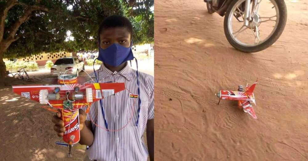 JHS 1 student makes Sasso spray container to make moving toy aeroplane
