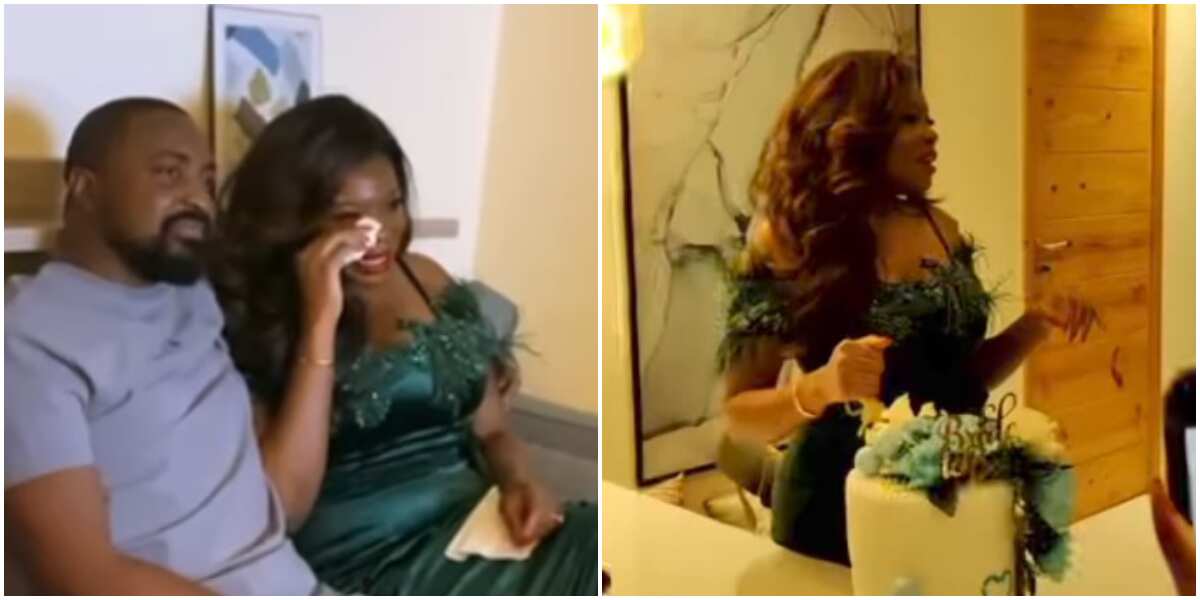 Icing on a magical cake: Kemi Adetiba breaks down in tears as crew members throw her surprise bridal shower