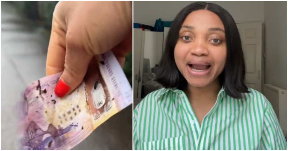 Lady shows money she picked on road in the UK, shocks people