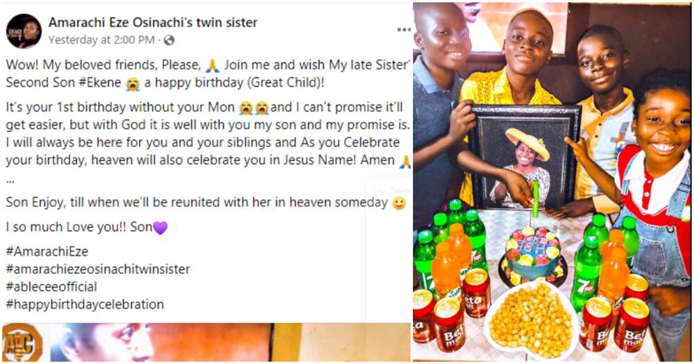 Late Osinachi's son marks birthday, twin sister celebrates him.