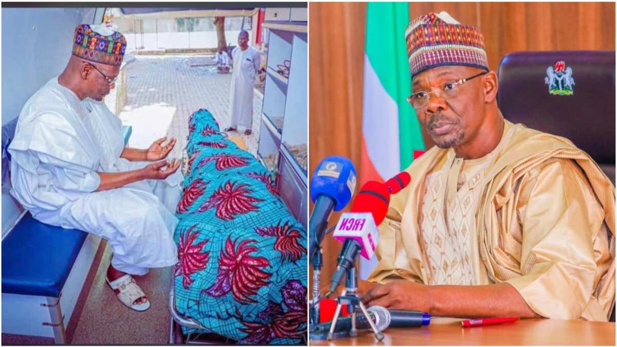 See emotional moment top northern governor prays for dead body of his son in photos