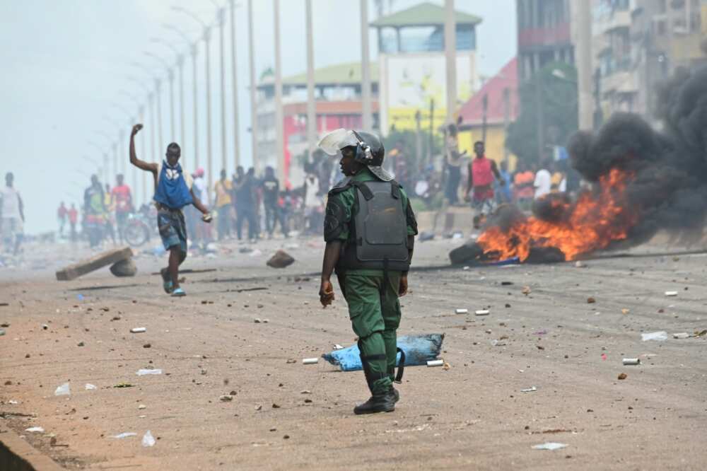The FNDC, a coalition of Guinean political parties, trade unions and civil society organisations, called on social media for fresh protests -- like those seen here in July 2022