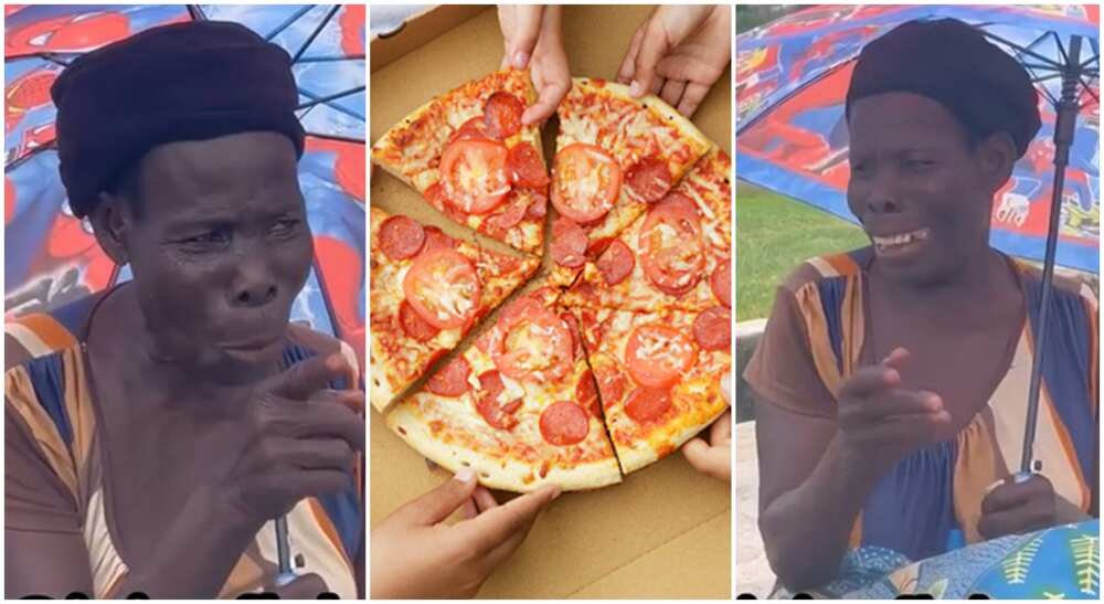 Old woman from Nigeria gets Pizza
