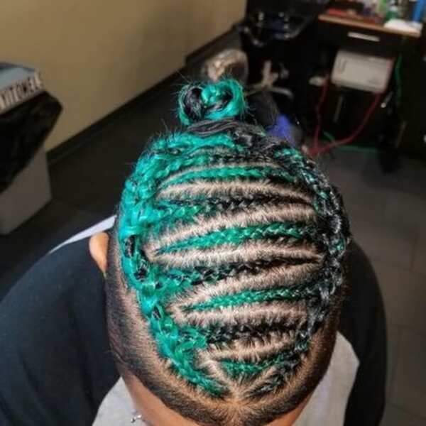 Cornrows with color strands