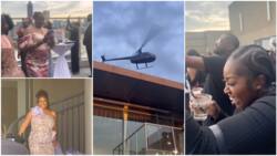 "You don't turn 50 twice": Nigerian woman takes helicopter to her birthday party, shocks her guests in video