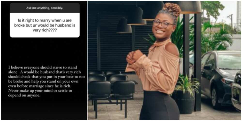 Do not get married as a broke woman even if your fiance is rich, BBNaija's Alex advises single women