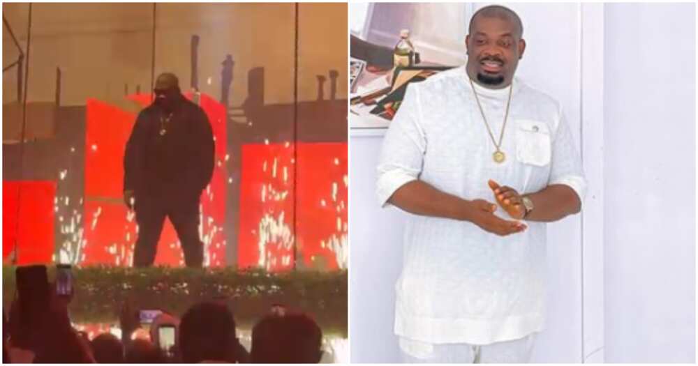 Don Jazzy descends from above at event