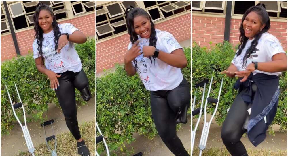 Photos of a disabled lady dancing.