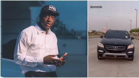 Carter Efe brags as he buys a Benz, dances hard with only towel around his waist, video trends