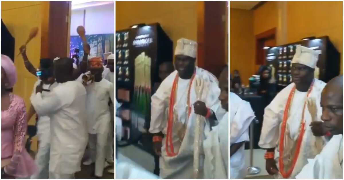 Ooni of Ife's grand entrance into Mo Abudu daughter's traditional wedding