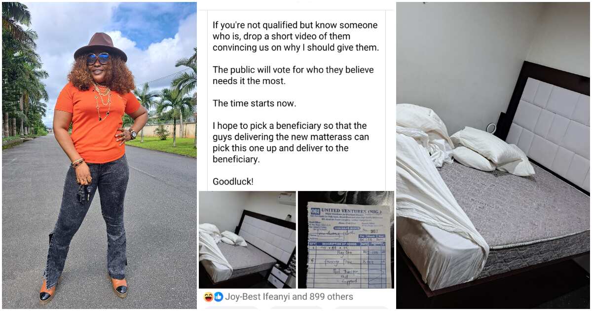 Nigerian lady dragged mercilessly for doing giveaway with her 2-year-old mattress, her conditions will shock you