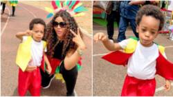 I can't believe my boy is growing so fast: Regina Daniels gushes as she visits Munir's school, shares moments