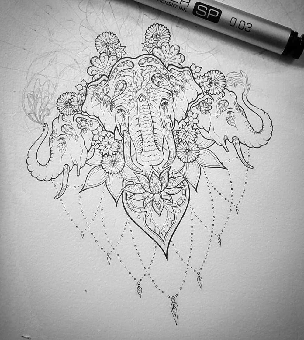 Elephant tattoo mandala