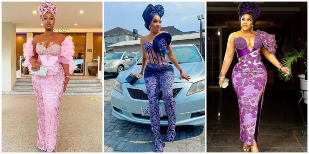 Photos of ladies in asoebi styles.