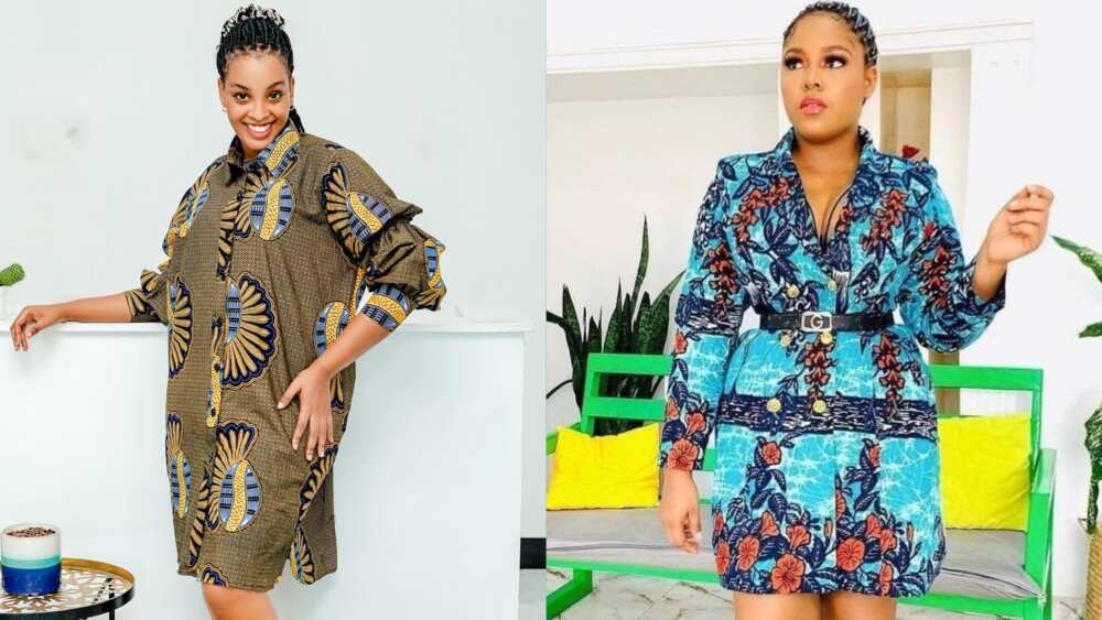 Ankara shirt dresses with collars