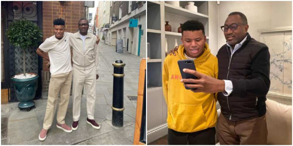 Femi Otedola twins with son in cute photo