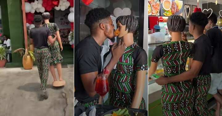 Nigerian man takes mannequin on a date