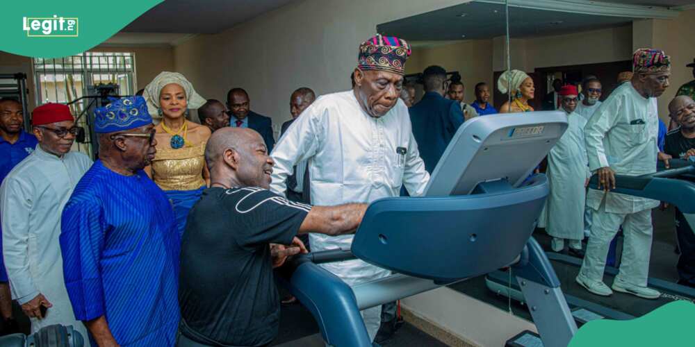 Obasanjo at gym/Alex Otti
