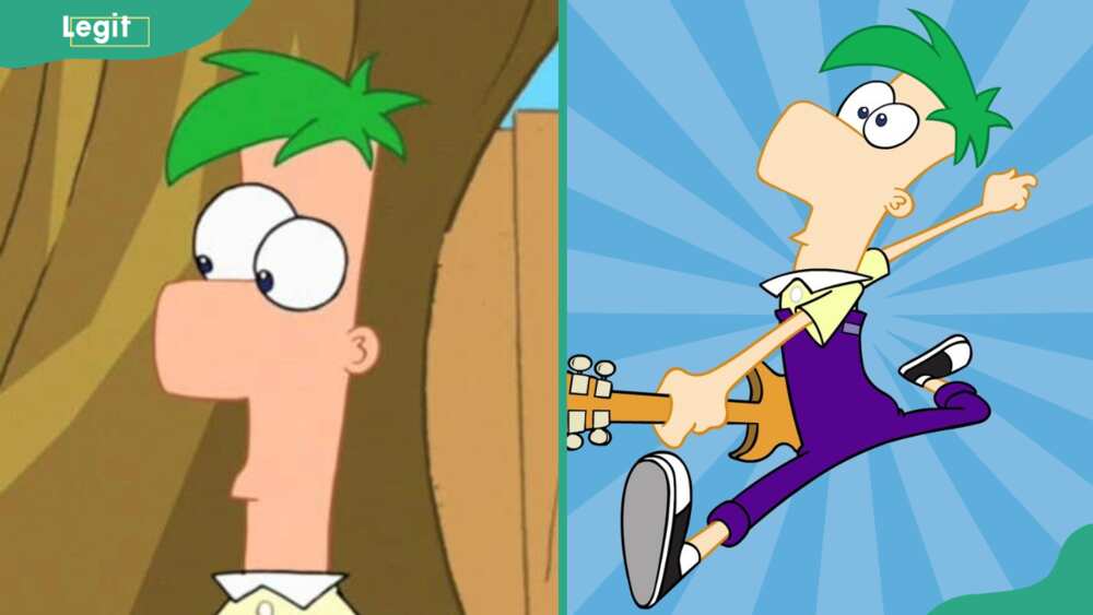 Ferb staring and playing guitar