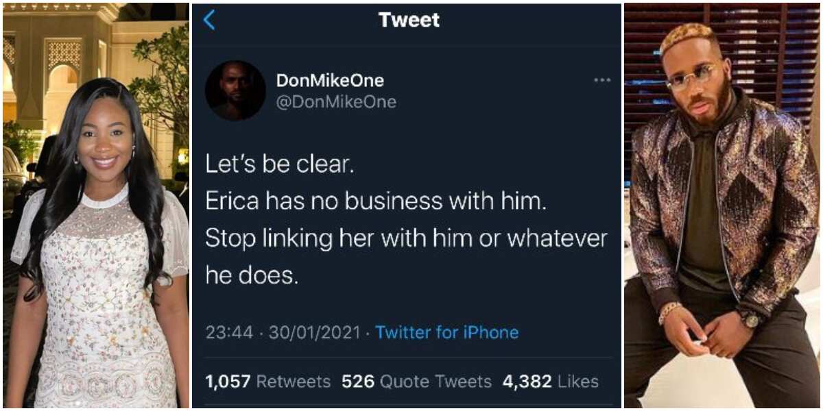 BBNaija's Erica endorses tweet saying she has no business with Kiddwaya