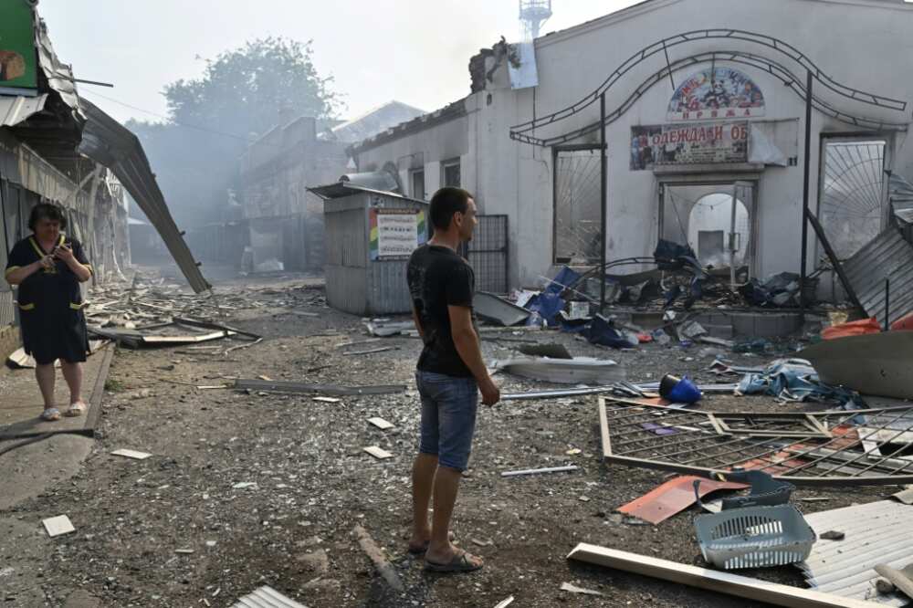 A rocket fell and set the Sloviansk market ablaze