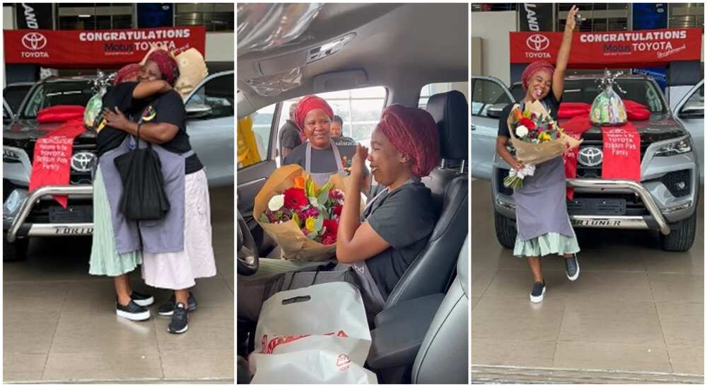 Photos of the moment a mum gave her daughter a car. Photos of the moment a mum gave her daughter a car.