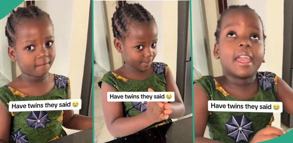 Girl who is a twin asks her mother a surprising question.
