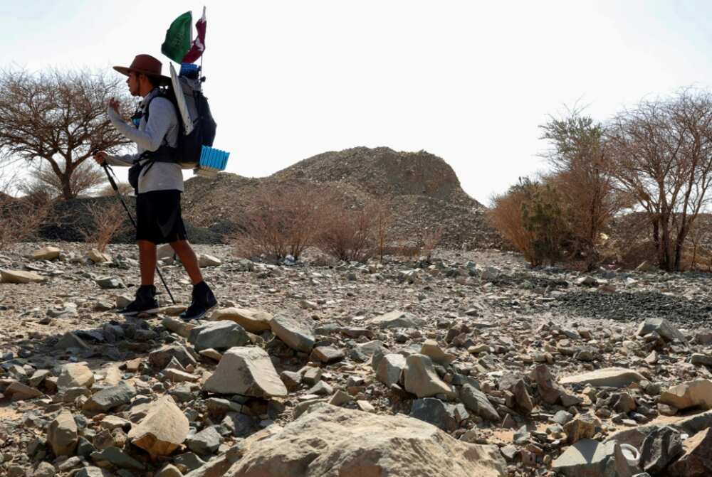 The solo trek from his native Jeddah to Doha will take about two months