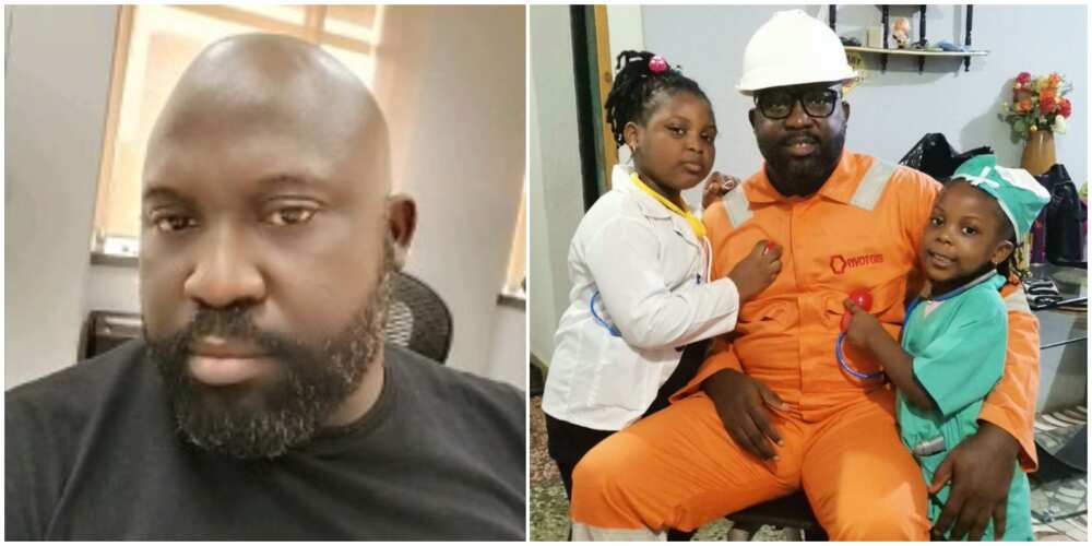 Nigerian Man Shows up in His Kids School Dressed in Engineering Outfit, Their Photo Causes Frenzy Online