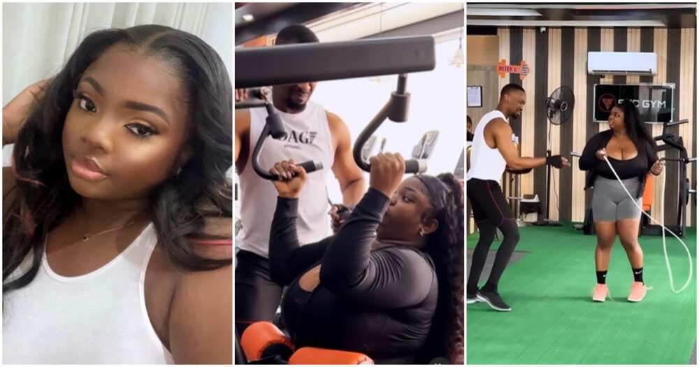 Please Don't Stress Herโ: BBNaija's Dorathy Hits the Gym, Saga Struggles to Train Her in Funny Video Please Don't Stress Herโ: BBNaija's Dorathy Hits the Gym, Saga Struggles to Train Her in Funny Video