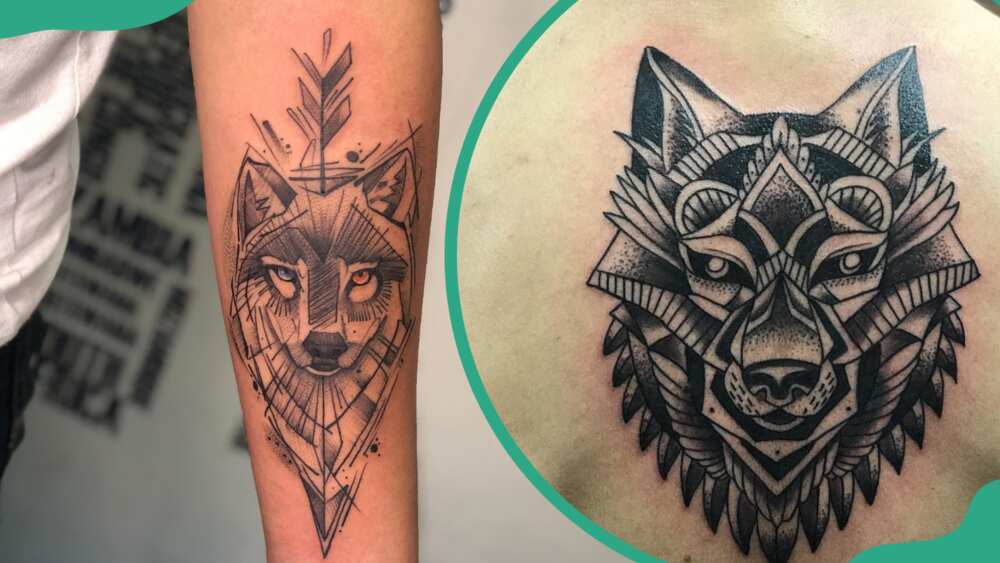 Geometric wolf tattoos