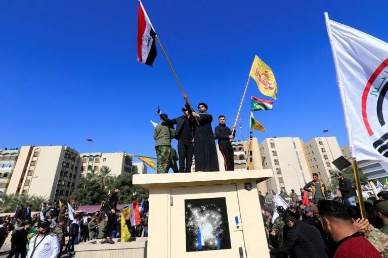 Protesters storm US embassy in Baghdad after airstrikes